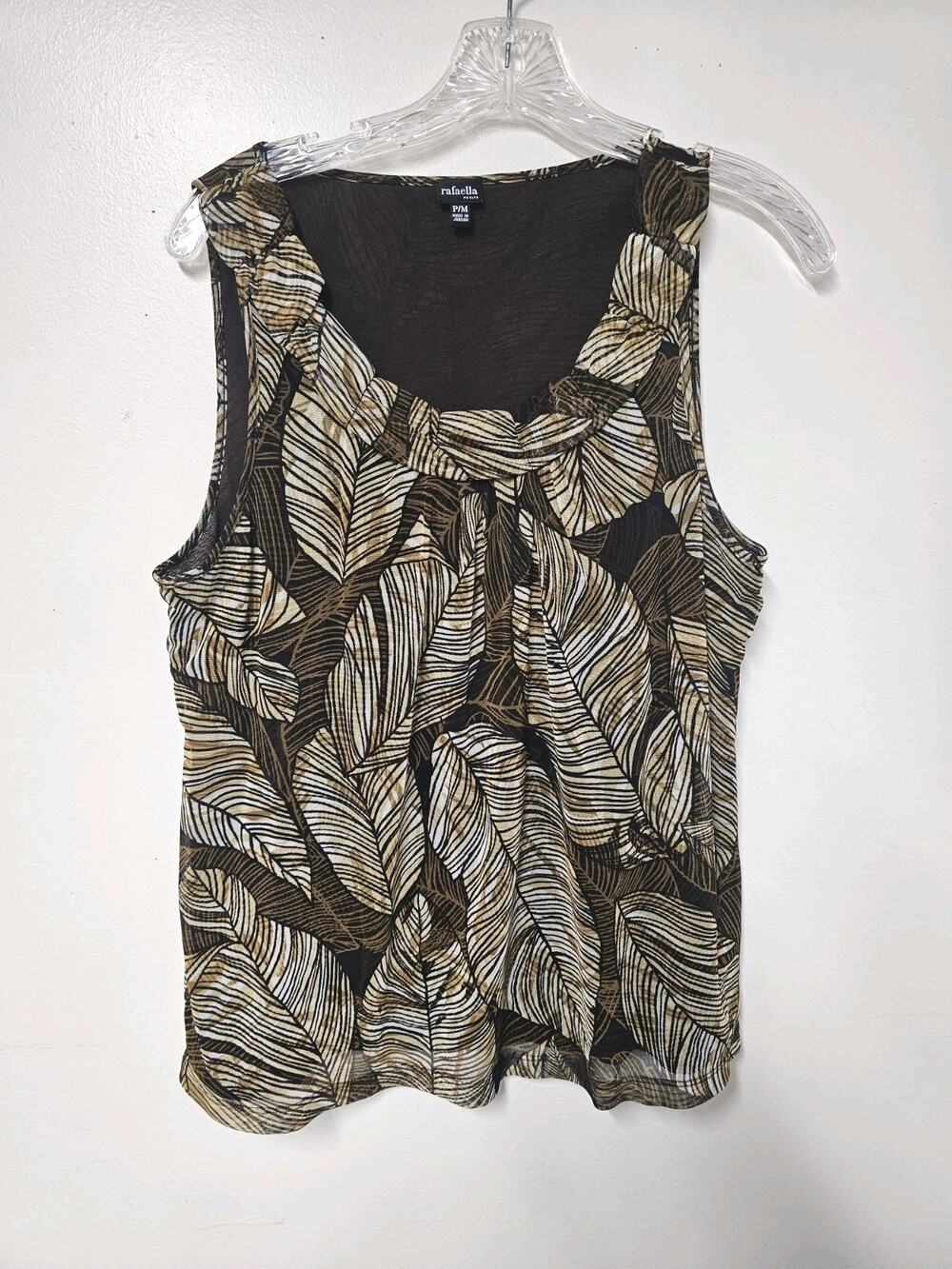 Vtg Rafaella Womens Y2K Forest Fairy Top Sz MP Sheer Pleated Chiffon Overlay